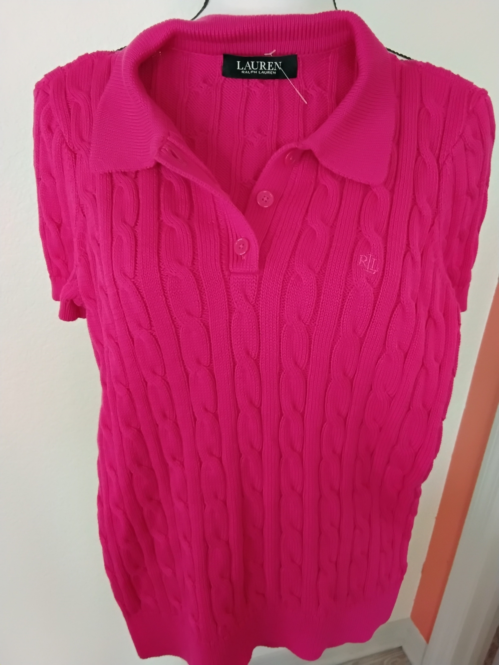 Black Label Lauren Ralph Lauren Sport Pink Polo Knit Top